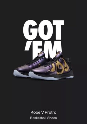 Kobe 5シューズ 黒/紫/金 RARE🔥 Nike Kobe 5 Lakers Away Black Gold Purple Sneakers Sz 10C