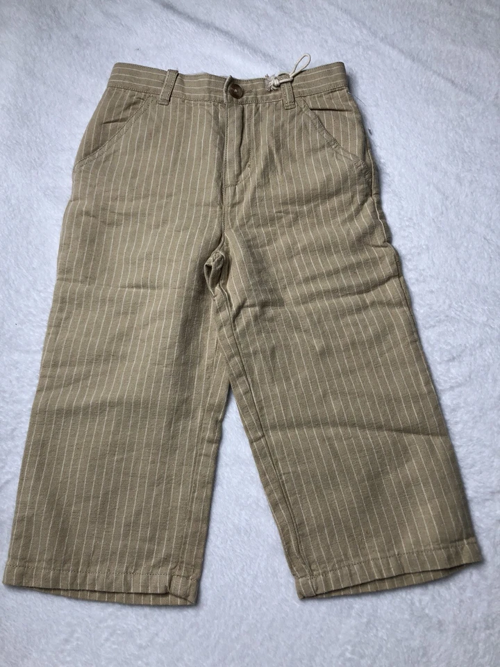 The children's place striped mustard color pants adjustable waist size 3T - Image 2 of 4