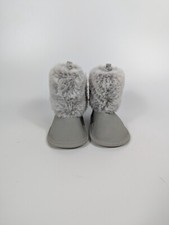Carters Faux Fur Gray Crib Boots 6-9 Months