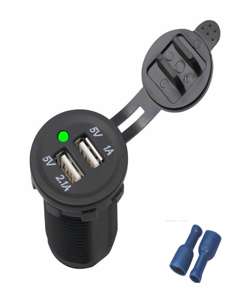 Presa Accendisigari Doppia USB DC 12V, Caricabatterie Portatile Per Moto, Auto E Camion, Uscita 5V 1A + 2.1A