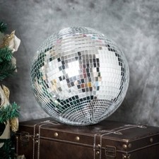 2 pcs 12" Large Silver Glass Hanging Disco Mirror Balls Wedding Decorations SALE