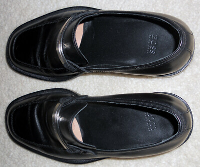 Hugo Boss Black Nero Mercurio Leather Loafer Shoes 8 Italy 10610