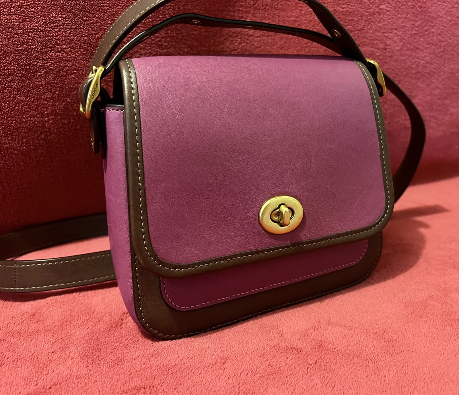 Coach Colorblock Leather Rambler 16 Crossbody Bag 891… Gem