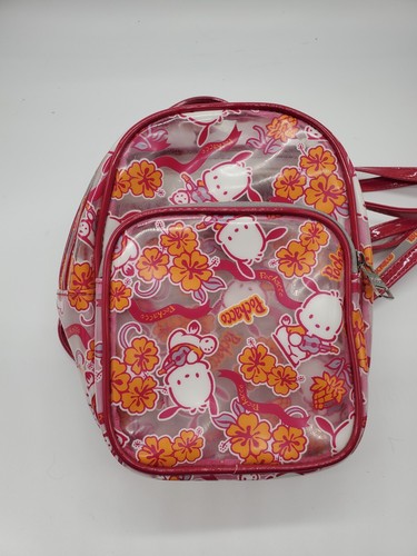 Sanrio POCHACCO HIBISCUS Mini Convertible Red Clear Vinyl Backpack