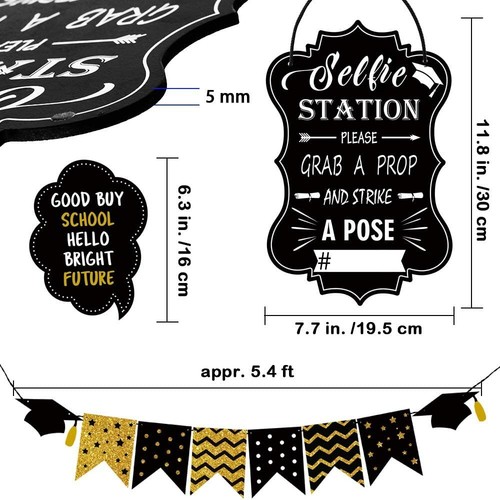 Graduation Party Photo Booth Props Kit plus Selfie Station Sign & Banner 163 Pcs - Picture 2 of 5