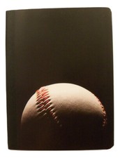 Sport Themed Composition Book, Baseball (Cowhide and Seam on Black, Wide Ruled)
