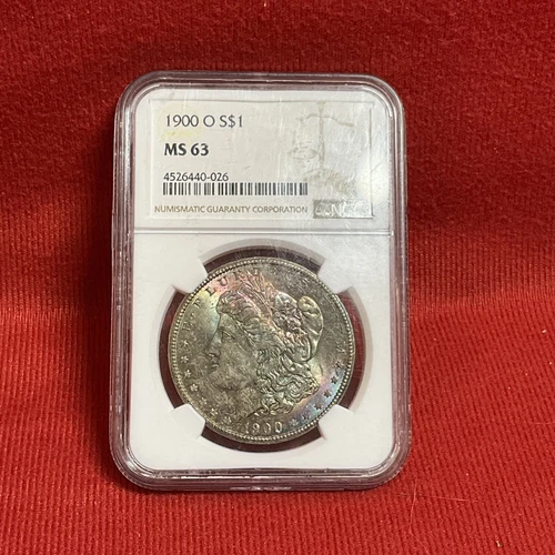 TONER 1900 O Morgan Silver Dollar NGC MS 63 Blue, Red, and Yellow Toning