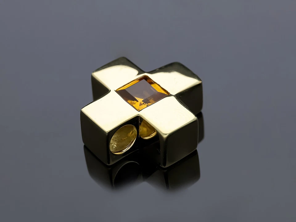 Top Preis Juw. Wempe Anhänger 1,00 ct. Citrin 750 Gold 18 Karat Deta Schmuck - Bild 4 von 4