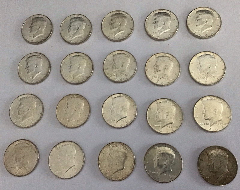 1964 Kennedy Silver Half Dollars~ 90% Silver ~ 20 Coin Lot