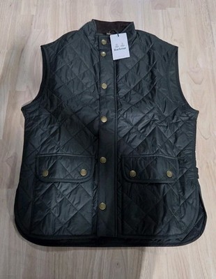 Barbour Men's Olive Green Lowerdale Quilted Gilet Full Zip Vest Sz Medium