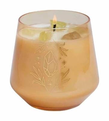 Citrine Crystal Healing Scented Glass Candle, Insi