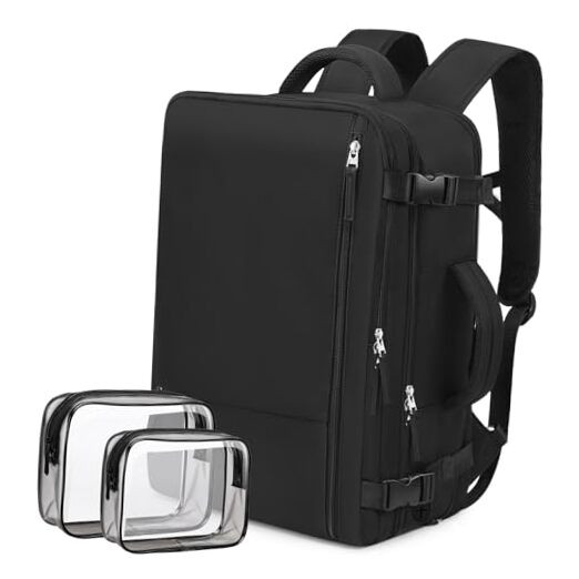 Large Travel Backpack for Women & Men - X-Large Black Carry-On-image