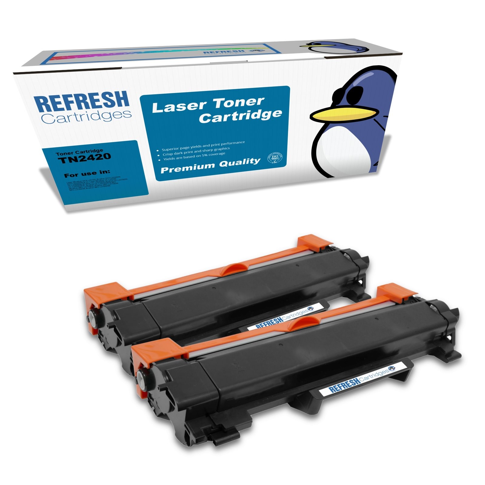 Refresh Cartridges Black TN2420 Toner TWIN PACK Compatible With Brother Printers