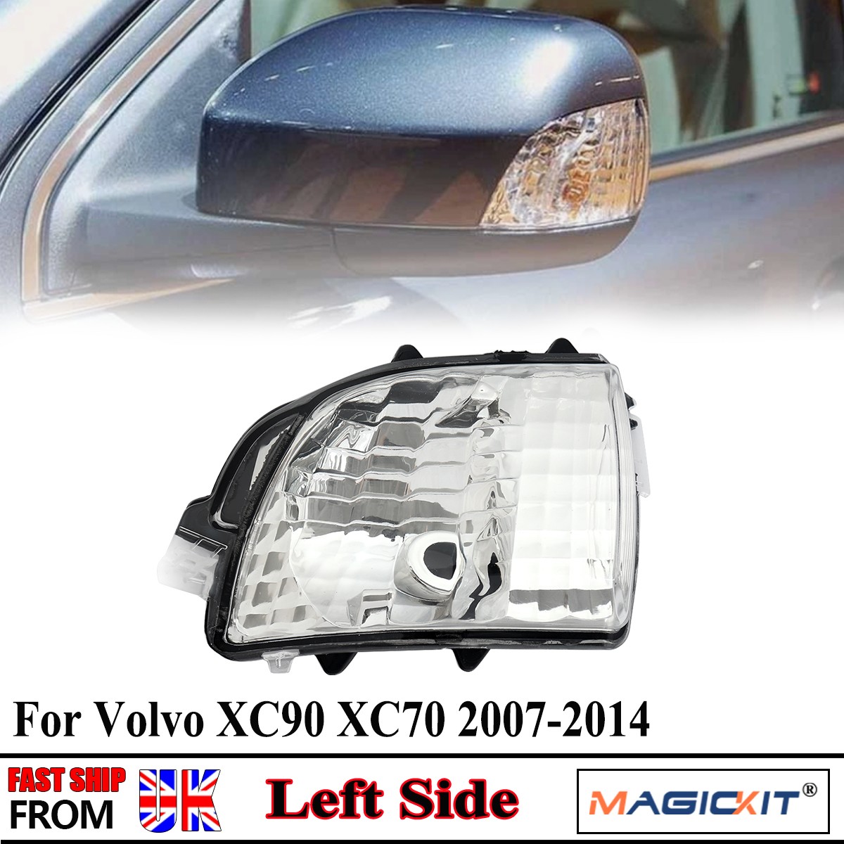 Front Left Wing Mirror Indicator Light Lamp Lens For Volvo XC90 2007-2014 XC70