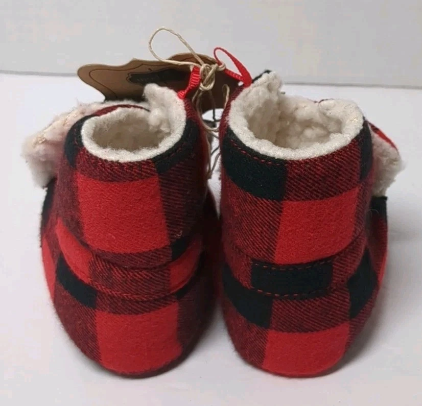 Грязь пирог клетку шерпа Baby ботинок туфли без шнуровки красный и черный размер 0-6 месяцев новый с Ярлыками - Изображение 4 из 4