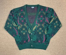 Vintage Sir William Aztec Colorful Knit Cardigan Sweater Mens XL Coogi Style 90s
