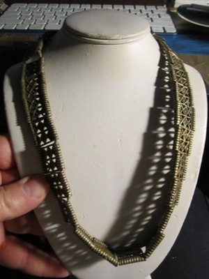 VINTAGE ARTISAN CRAFTED NECKLACE 24''- HEAVY  - ROPE TIED AS CLASP - OFC-AA