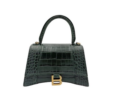 Balenciaga Hourglass Green Kroko Leather Bag Handtasche