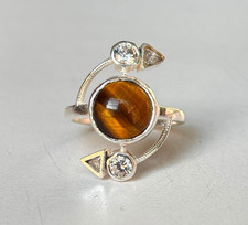 Tiger's Eye Ring 925 Sterling Silver Handmade Gemstone Jewelry For Women