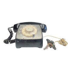 Automatic Electric GTE Black Rotary Dial Desk Phone Telephone Power Cord Connect