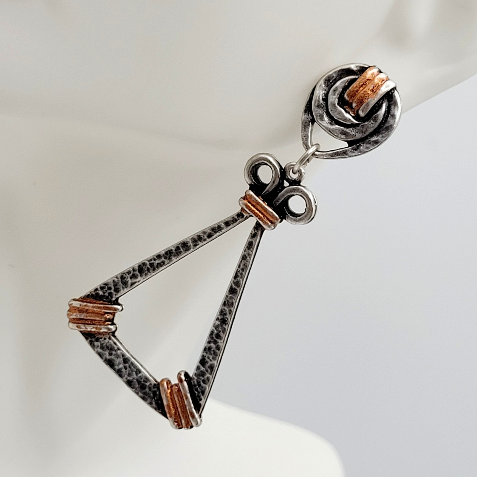 Triangle Shape Geometric Hammered Dimpled Copper … - image 22