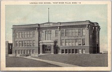 Postal de Thief River Falls, Minnesota "Lincoln High School" / Kropp c1930s