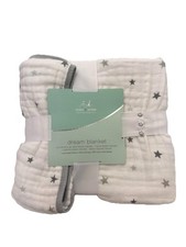 Image of ADEN & ANAIS Grey Star Pattern Dream Blanket NEW 120cm X 120cm Babies Kids Home