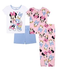 Nwt 2 Pair Disney Minnie Mouse Daisy Girl's 4 Piece Pajama Sets Size 8