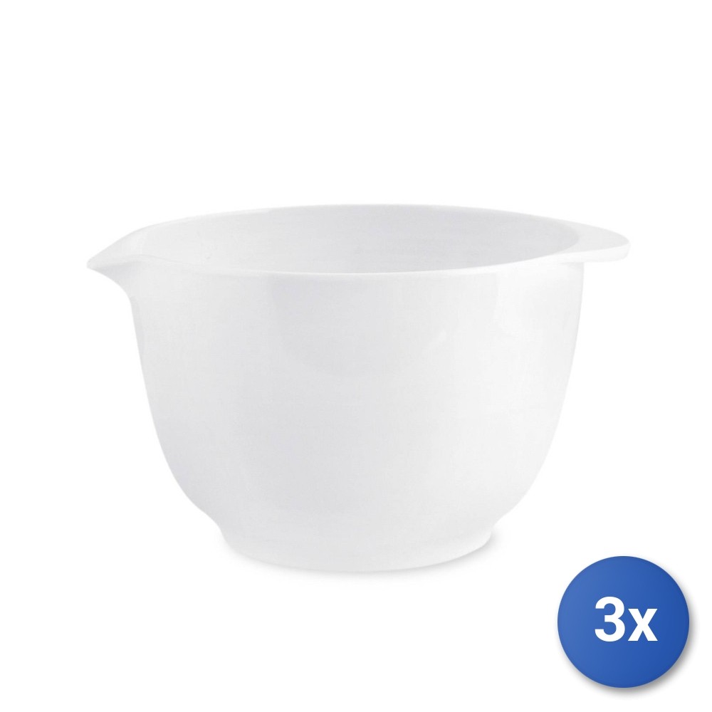 3x Mixing Bowl in Melamine, ø 16 cm - 1.3 Lt, White H&H