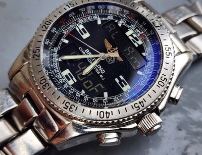 A78362 Breitling B-1 Watch 42mm Quartz Black Dial Steel Vintage