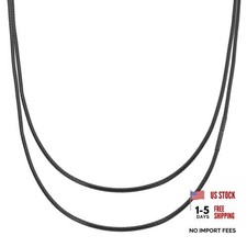 Leather Necklace Cord, Waterproof Braided Leather Necklace 18" x 0.08" Black