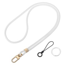 Long Strap ID Card Holder Keychains - 1Set White