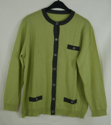 Damen TRAUMHAFTE Strickjacke Grün mit SCHURWOLLE Elegant Edel Größe 42/44 TOP!