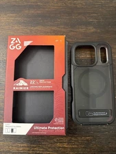 ZAGG Rainier Ultimate Protection Case w/ Kickstand iPhone 17 PRO Smoke Black USE