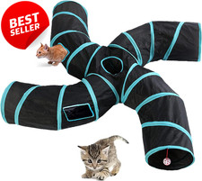 4 Way Cat Tunnel Collapsible S Shape Play Tube Peek Hole Interactive Toy - US