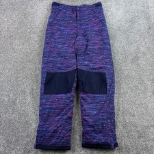 L.L. Bean Cold Buster Snow Pants Girls 16 Purple Stripe Ski Snowboard Waterproof
