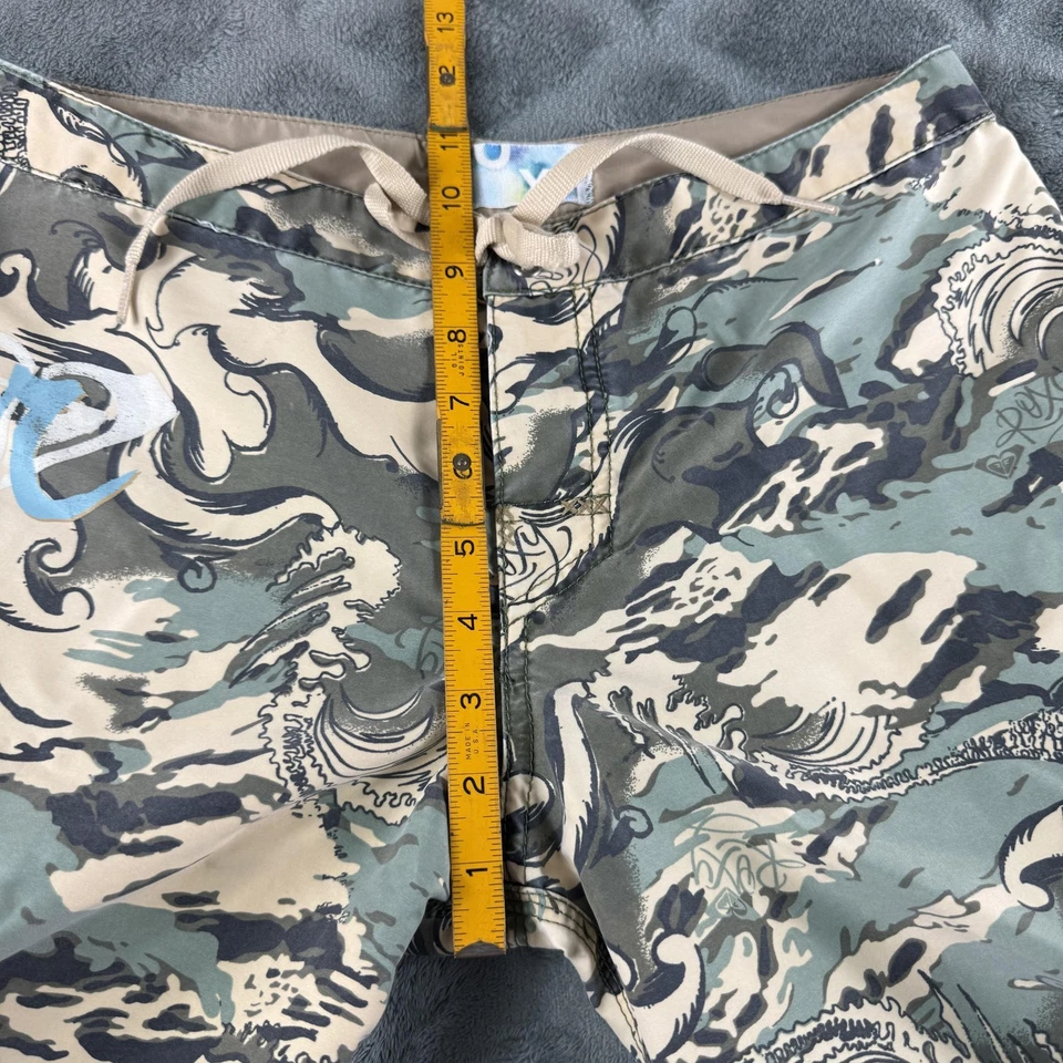 Pantalones Cortos de Board Roxy Para Mujer Grandes Verde Tostado Camuflaje Estampado de Ondas Surf Bañador Bolsillo Foto 3 de 4