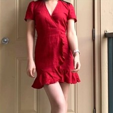 Reformation Sally Dress in Red 100% Linen - Size S (Orig. $198)