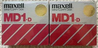 New 2 Box Lot of Maxell Mini-Floppy Disk MD1-D 10-Pack Single Sided SEALED NOS
