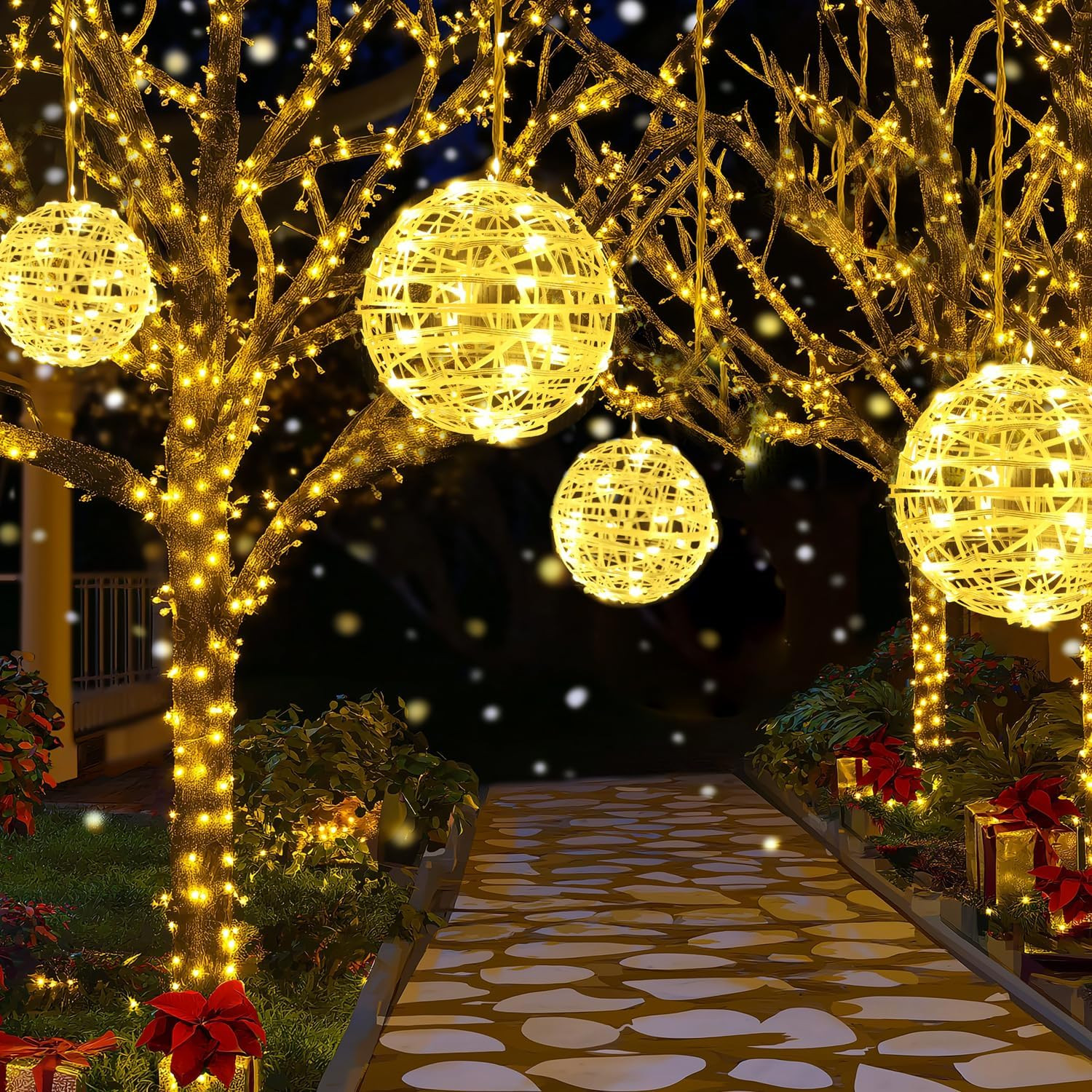 Illumina i Tuoi Sogni: Set 4 Sfere LED 20cm per Esterni Magici