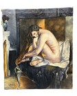 Modern CLASSICAL BOUDOIR Oil LADY by FIREPLACE Old PORTRAIT on Canvas PAINTING — photo 1