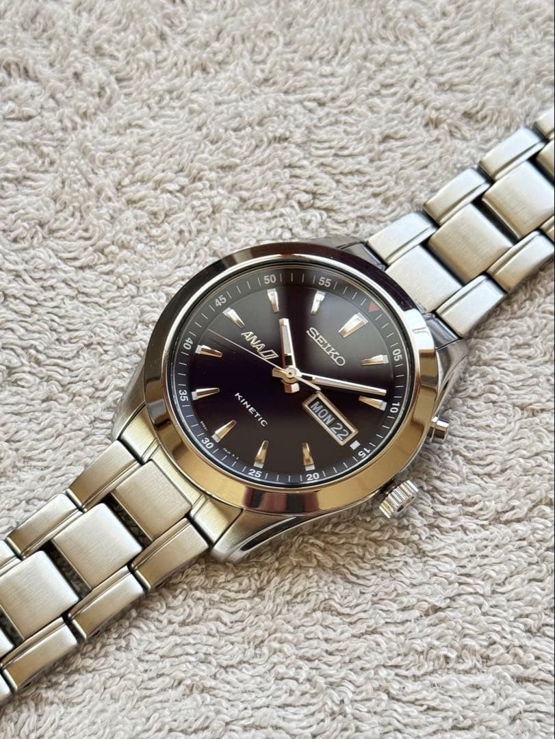 Rare ANA Wristwatch Seiko Double Day Date Hand Name Kinetic Three Vintage - vintagewatches.pk