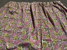 Vtg Pinch Pleat Drapes 24x80" JCP Fashion Manor Lined 4 Panels Floral Pink Boho