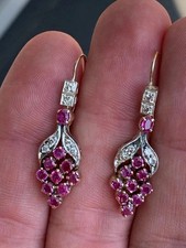 Real Pink Ruby Grape 1.50CT Round Cut Earring...
