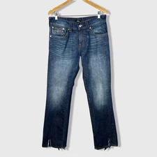 True Religion Ricky Relaxed Straight Jeans Mens Blue Denim Distressed Size 31