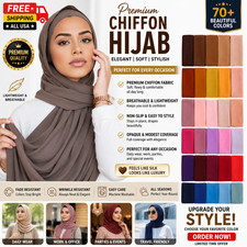 Muslim Chiffon Hijab Scarf Long Solid Color Head Wrap Shawl Women Islamic Veil