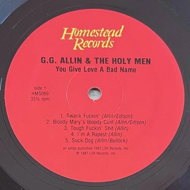 GG ALLIN & THE HOLY MEN You Give Love a Bad Name (1987) Homestead Vinyl LP Punk Foto 4 de 4