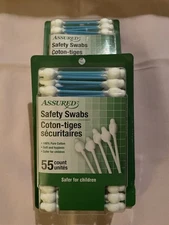 (110) ASSURED SAFTY Swabs BLUE 100% Cotton 3" LONG (2) Packs/55 Each