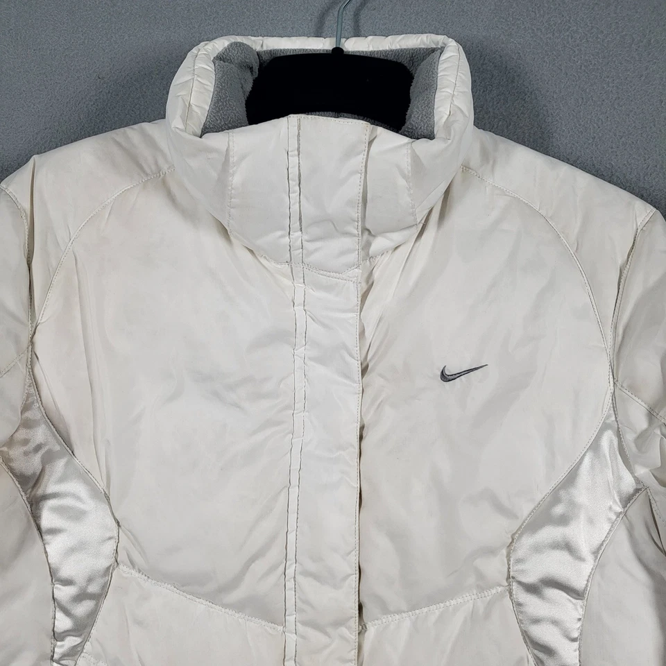 Nike Puffer Jacket Women's L White Quilted Full Zip Polyester Warm Outerwear - Image 3 of 4