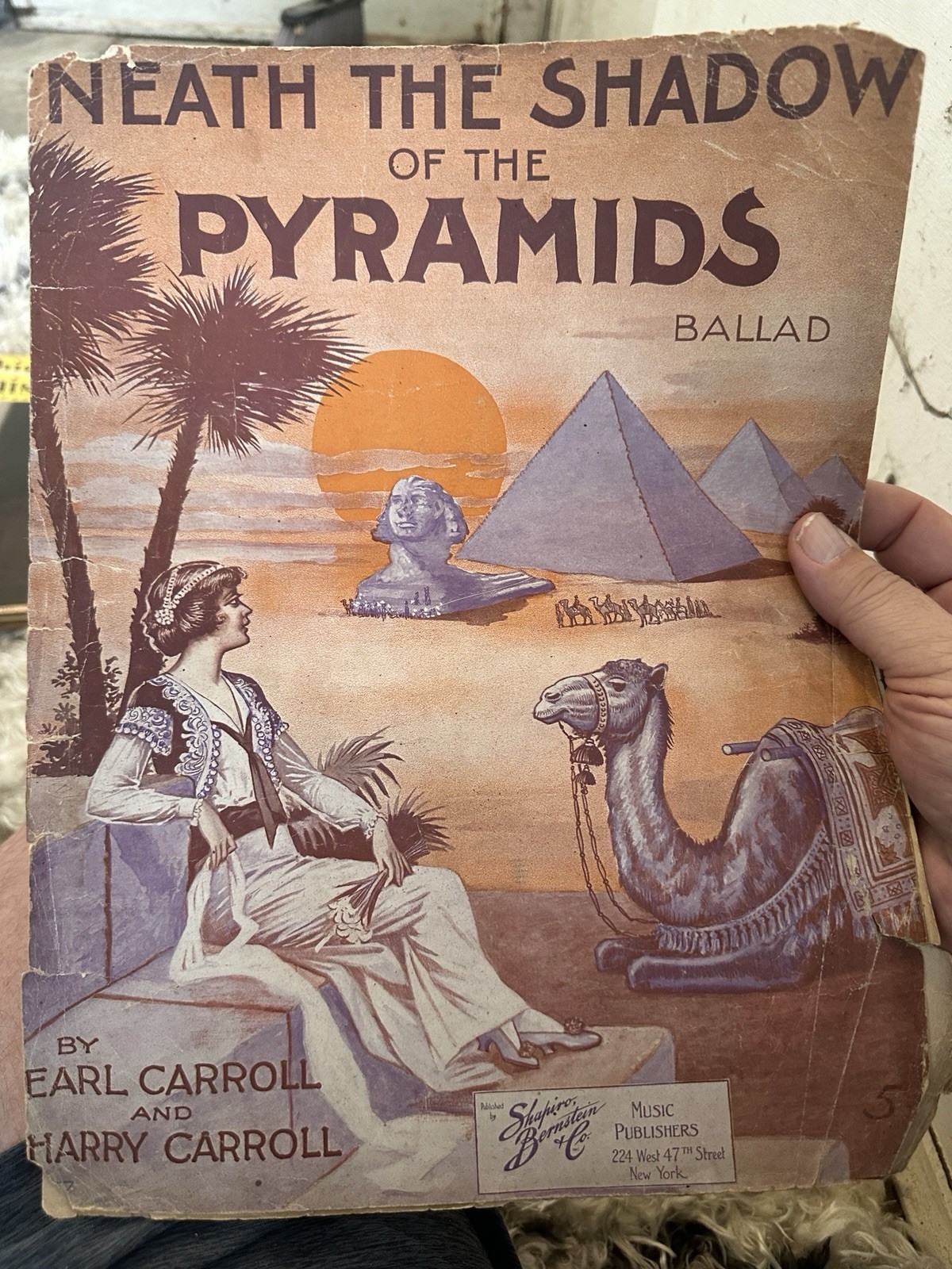 AA 1914 (worn)  Exotic sheet music NEATH THE SHADOWS OF THE PYRAMIDS